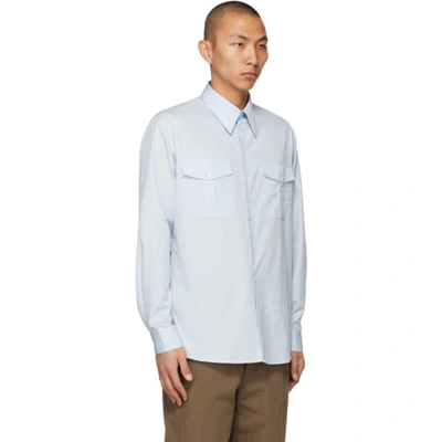 Shop Lemaire Blue Military Shirt In 707 Ice Blue