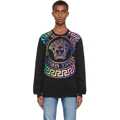 Shop Versace Black & Multicolor Medusa Logo Sweatshirt In 2b070 Blk/m