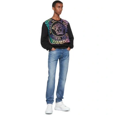 Shop Versace Black & Multicolor Medusa Logo Sweatshirt In 2b070 Blk/m
