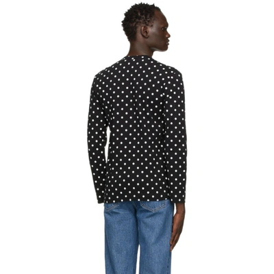 Shop Comme Des Garçons Play Black Polka Dot Heart Patch Long Sleeve T-shirt In 1 Black/wht