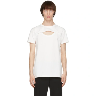 Shop Alexander Mcqueen White Cut-out Graffiti T-shirt In 0900 Whitem