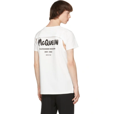 Shop Alexander Mcqueen White Cut-out Graffiti T-shirt In 0900 Whitem