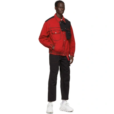 Shop Feng Chen Wang Red & Black Levi's Edition Twill Oversized Jacket In Red/black