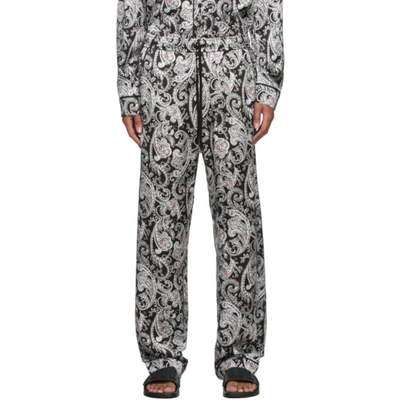 Shop Amiri Black & White Paisley Pj Lounge Pants In Black-viscose