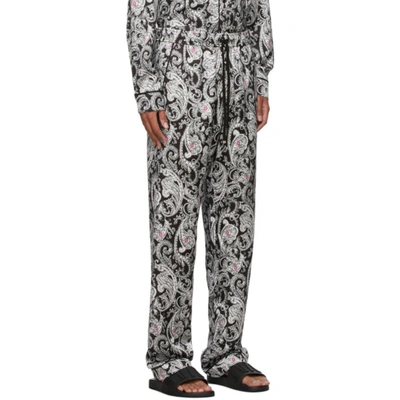 Shop Amiri Black & White Paisley Pj Lounge Pants In Black-viscose