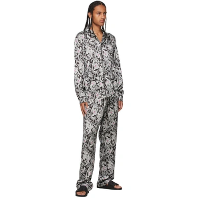 Shop Amiri Black & White Paisley Pj Lounge Pants In Black-viscose