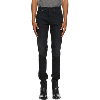 Shop Saint Laurent Black Skinny Jeans In 1011 90sblk