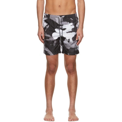 Shop Dolce & Gabbana Black & Grey Camo Swim Shorts In Hh2qf Camouflage 01