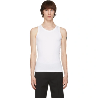 Shop Alexander Mcqueen White Ribbed Tank Top In 9000 White