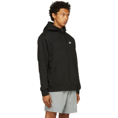 Shop Nike Black Fleece Sportswear Club Full-zip Hoodie In Black/black/white