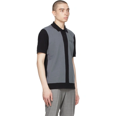 Shop Comme Des Garçons Homme Deux Black & Grey Fred Perry Edition Colorblocked Polo In 1 Blk/grey