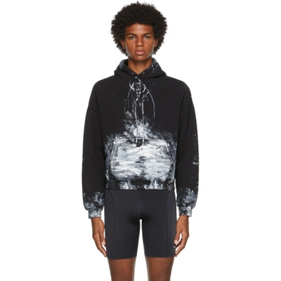 Shop Balenciaga Black & White Painter Hoodie In 1070 Black/white