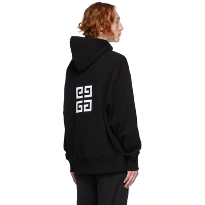 Shop Givenchy Black Embroidered Logo Hoodie In 001-black