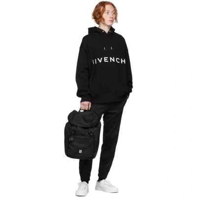 Shop Givenchy Black Embroidered Logo Hoodie In 001-black