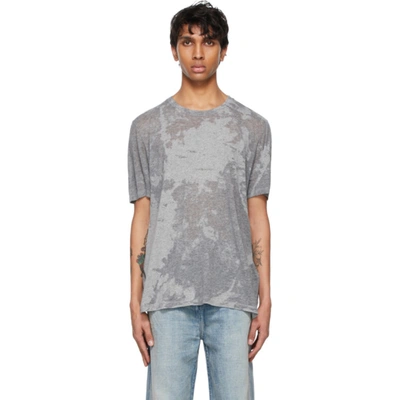 Shop Saint Laurent Grey Shiny T-shirt In 1403 Gryshy