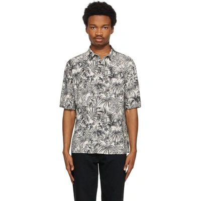 Shop Saint Laurent Off-white & Black Floral Short Sleeve Shirt In 9787 Crablk