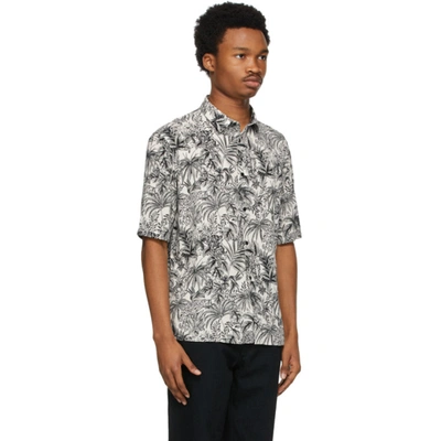 Shop Saint Laurent Off-white & Black Floral Short Sleeve Shirt In 9787 Crablk