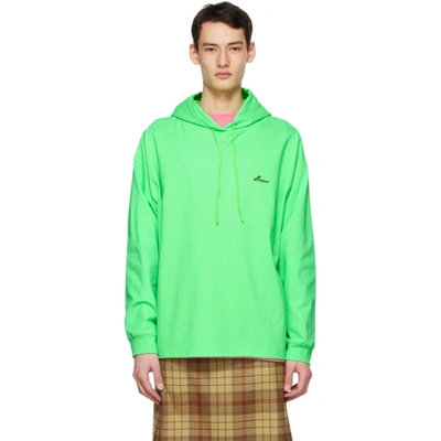 Shop We11 Done Green Logo Hoodie In Neon Green