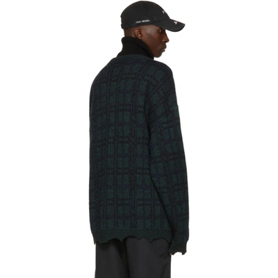 Shop Balenciaga Green & Black Wool Tartan Turtleneck In 3769 Green/navy/blac