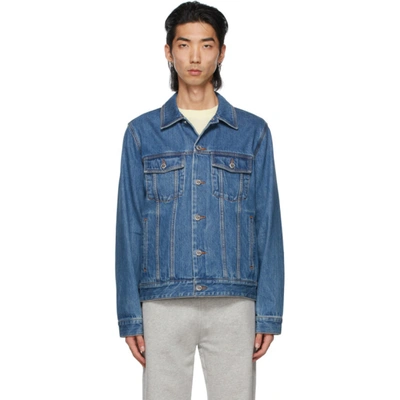 Shop Apc Blue Denim Charles Jacket In Iaa Blue