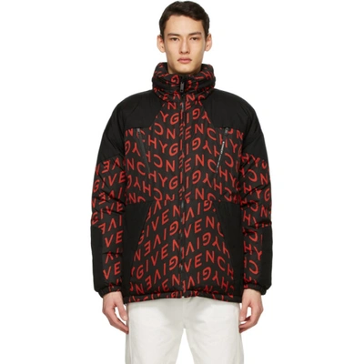 Shop Givenchy Reversible Black & Red Refracted Puffer Coat In 009 Black/r