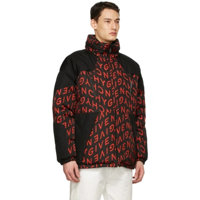 Shop Givenchy Reversible Black & Red Refracted Puffer Coat In 009 Black/r
