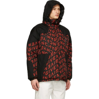 Shop Givenchy Reversible Black & Red Refracted Puffer Coat In 009 Black/r