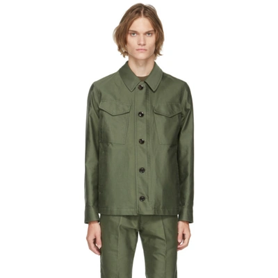 Shop Tom Ford Green Compact Military Jacket In V08 Green