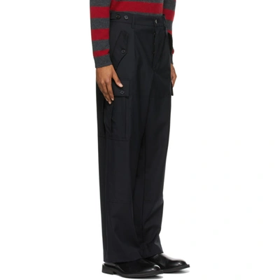 Shop Loewe Black Wool Cargo Pocket Trousers In 1100 Black