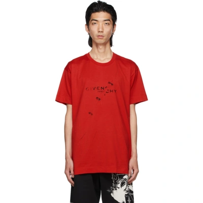 Shop Givenchy Red Oversized Trompe-l'œil T-shirt In 600-red