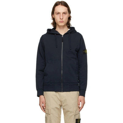 Shop Stone Island Navy Classic Zip-up Hoodie In V0020 Navy Blue