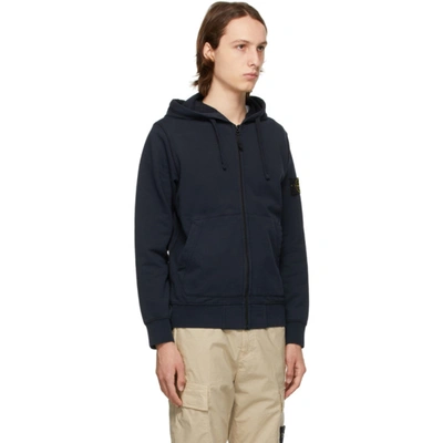 Shop Stone Island Navy Classic Zip-up Hoodie In V0020 Navy Blue