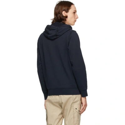 Shop Stone Island Navy Classic Zip-up Hoodie In V0020 Navy Blue