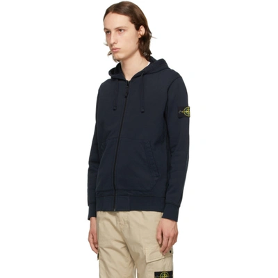 Shop Stone Island Navy Classic Zip-up Hoodie In V0020 Navy Blue