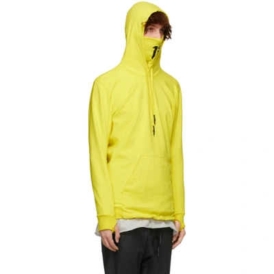 Shop 11 By Boris Bidjan Saberi Yellow Logo Mask Hoodie In Yellow Dyed