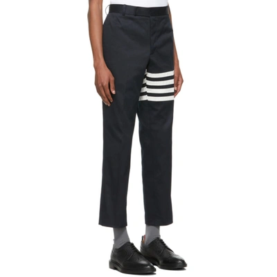 Shop Thom Browne Navy Unconstructed 4-bar Seamed Chino Trousers In 415 Navy