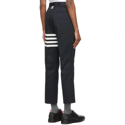 Shop Thom Browne Navy Unconstructed 4-bar Seamed Chino Trousers In 415 Navy