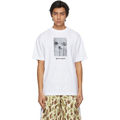 Shop Palm Angels White Palm Trees Boulevard T-shirt In White Black