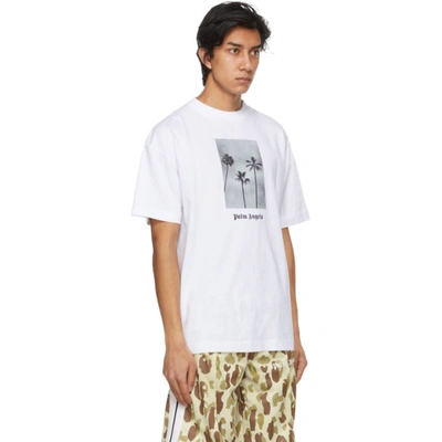 Shop Palm Angels White Palm Trees Boulevard T-shirt In White Black