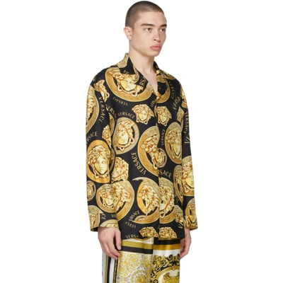 Shop Versace Black Silk Medusa Amplified Pyjama Shirt In 5b000 Blkgl