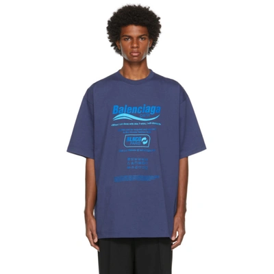 Balenciaga Men's Dry Cleaning-print Boxy T-shirt In Blue | ModeSens