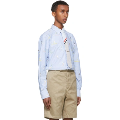 Shop Thom Browne Blue Surfer Icon Classic-fit Shirt In 480 Light B
