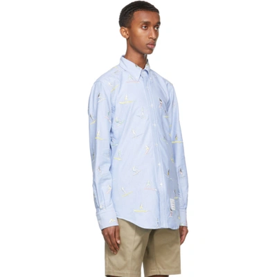 Shop Thom Browne Blue Surfer Icon Classic-fit Shirt In 480 Light B