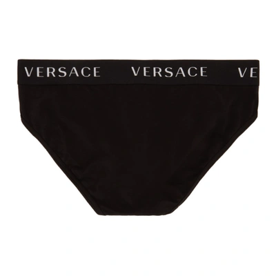 Shop Versace Two-pack Black Logo Band Briefs In A1a8 Bklblk