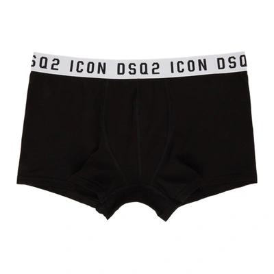 Shop Dsquared2 Black & White 'icon' Trunk Boxers In 010 Black