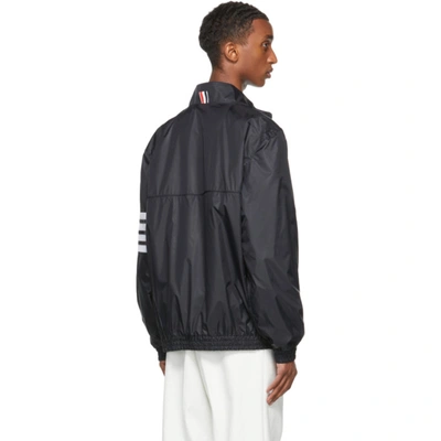 Shop Thom Browne Navy Oversized 4-bar Zip-up Jacket In 415 Navy