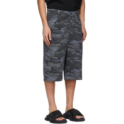 Shop Balenciaga Black Camo Washed Skater Shorts In 1055 Washed