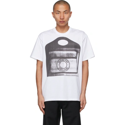 Shop Burberry White Pocket Bag Print T-shirt