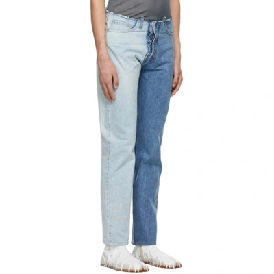Shop Maison Margiela Blue Spliced Jeans In 965 Two Tones Of Ind