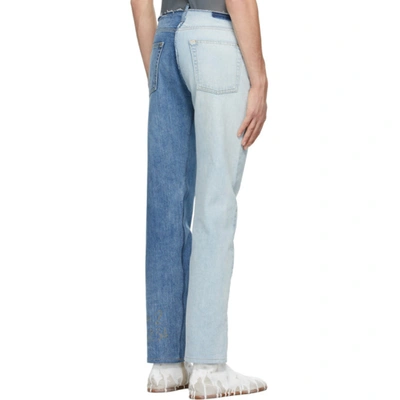 Shop Maison Margiela Blue Spliced Jeans In 965 Two Tones Of Ind